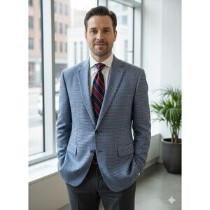 Austin Reed By Appointments Men's 50R Checks Blazer Jacket Silk Wool Blend Sport